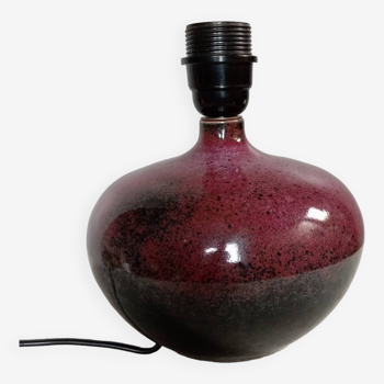 Burgundy/purple ceramic table lamp base, pyrite, signature to identify