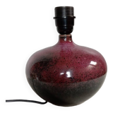 Burgundy/purple ceramic table lamp base, pyrite, signature to identify