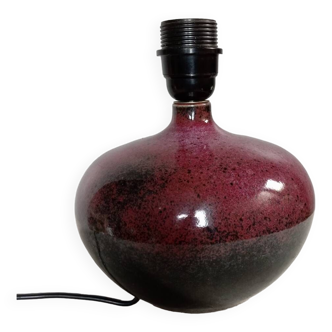 Burgundy/purple ceramic table lamp base, pyrite, signature to identify