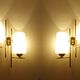 Pair vintage wall lamps 60 glass brass