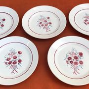Années 1900 5 assiettes plates Badonviller Fenal  décor Francine