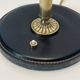 Black Quilted Leather Table Lamp and Golden Brass. French Craftsmanship.
