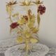 Large Vintage French FloralThree Arm Candelabra – Tied Bouquet Style