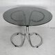 Table style Gastone Rinaldi, Italy, circa 1970. Chromed steel and smoked glass slab.