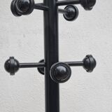 Black lacquered metal coat rack, 8 hooks and umbrella stand, 182 cm