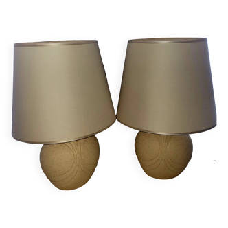 Large pair of vintage turned ceramic lamps Kotska (dlg) 1980