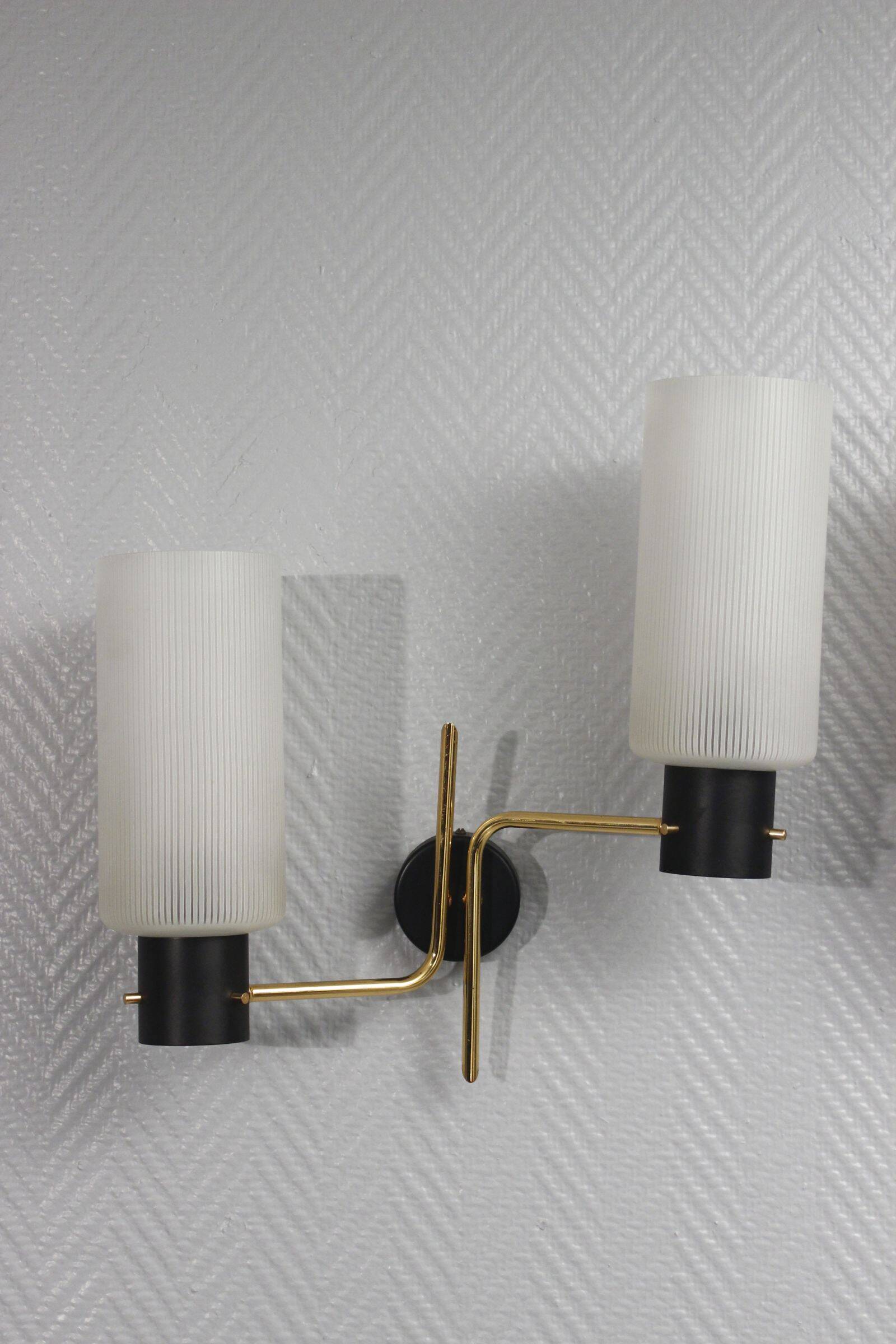 Pair of wall sconces 1950s style Arlus Lunel