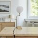 Antique brass and opaline glass lamp – Modernist piece, 1940s