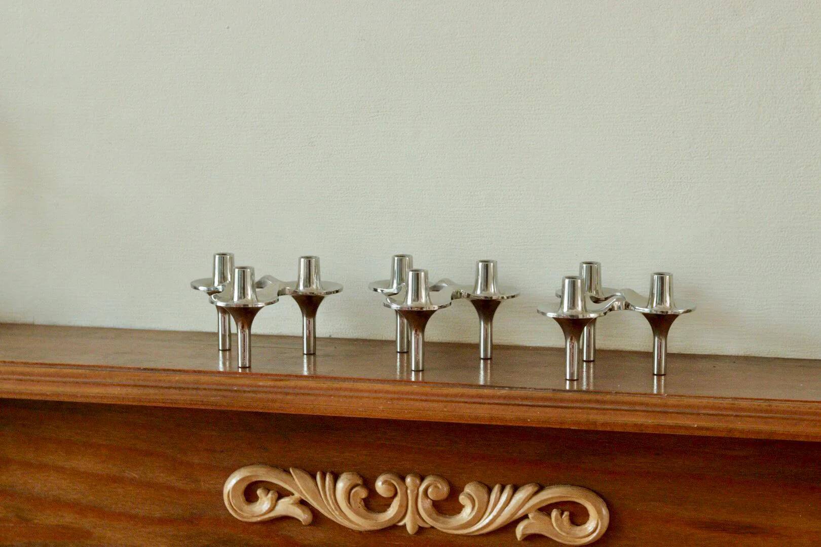 Trio of 1960s vintage candle holder by Stoff Nagel