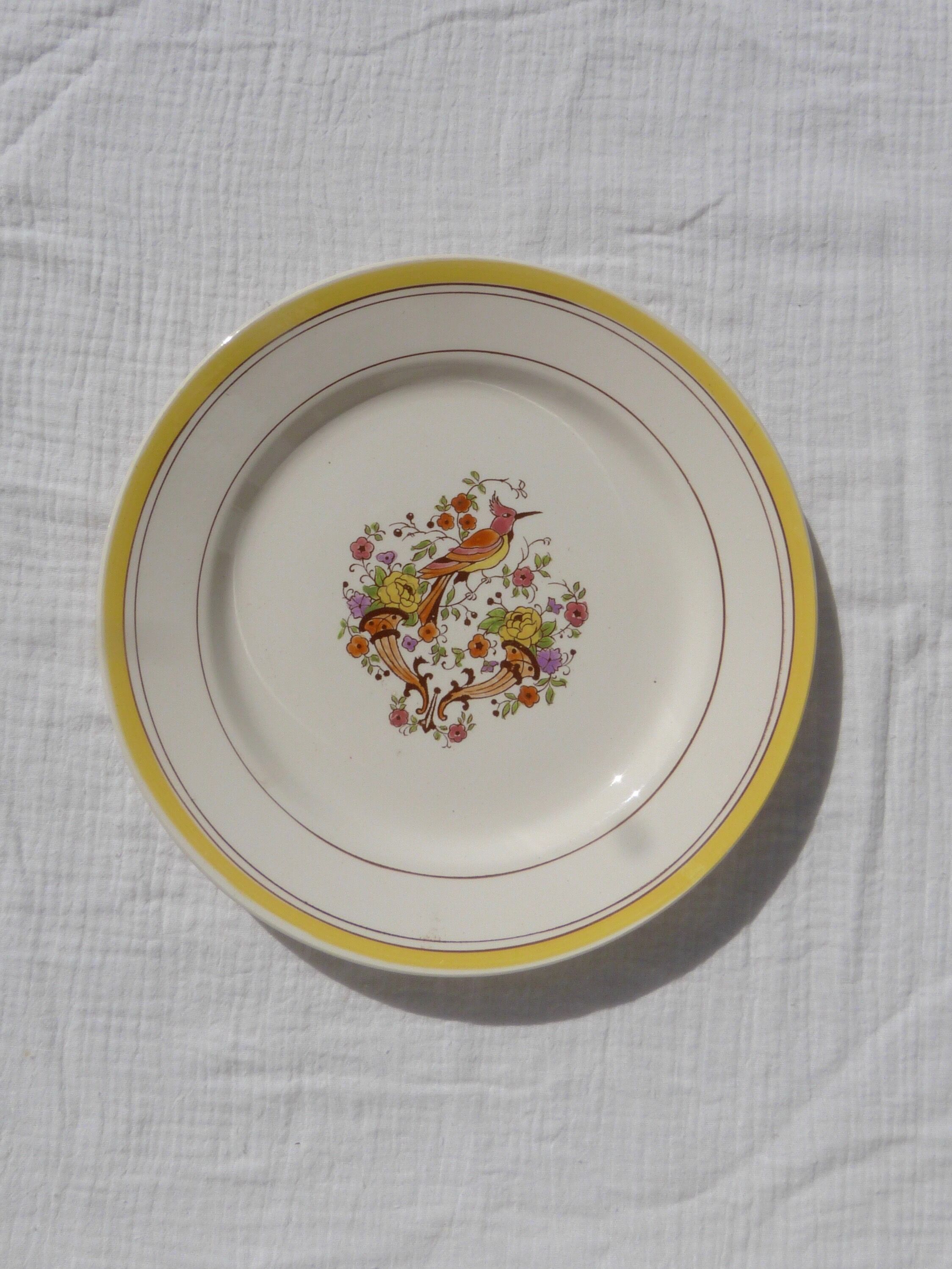 Set de 5 assiettes oiseau Boch la Louvière