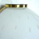 Pair of large round murano bullicante glass sconces with brass. Italy 1970s