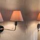 Double light wall sconces in gilded brass and gun barrel - 1950s/60s