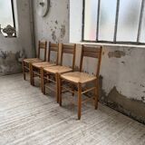 Set of 4 straw chairs circa Dordogne