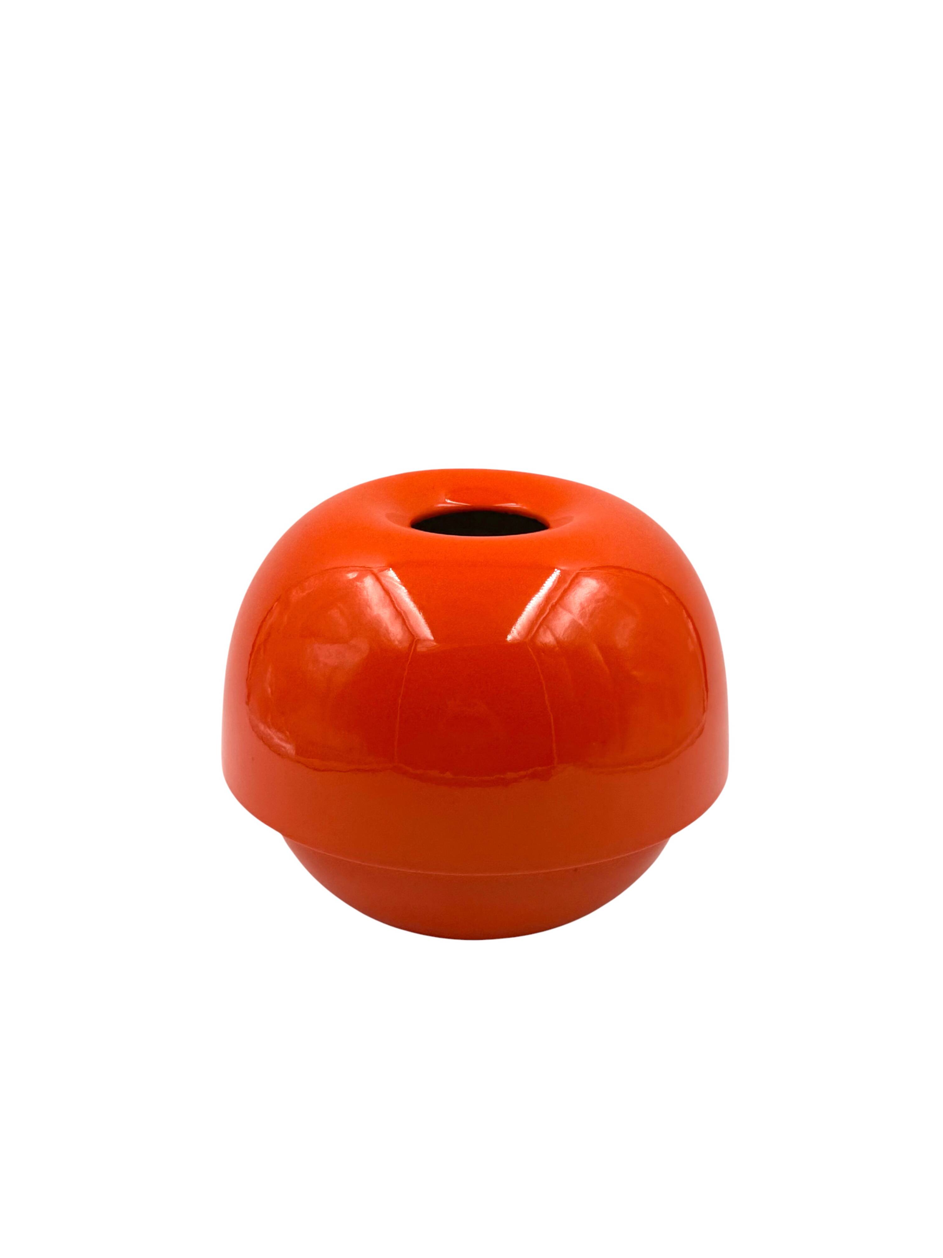 Space age orange ceramic vase, Sicart Italy ca. 1970