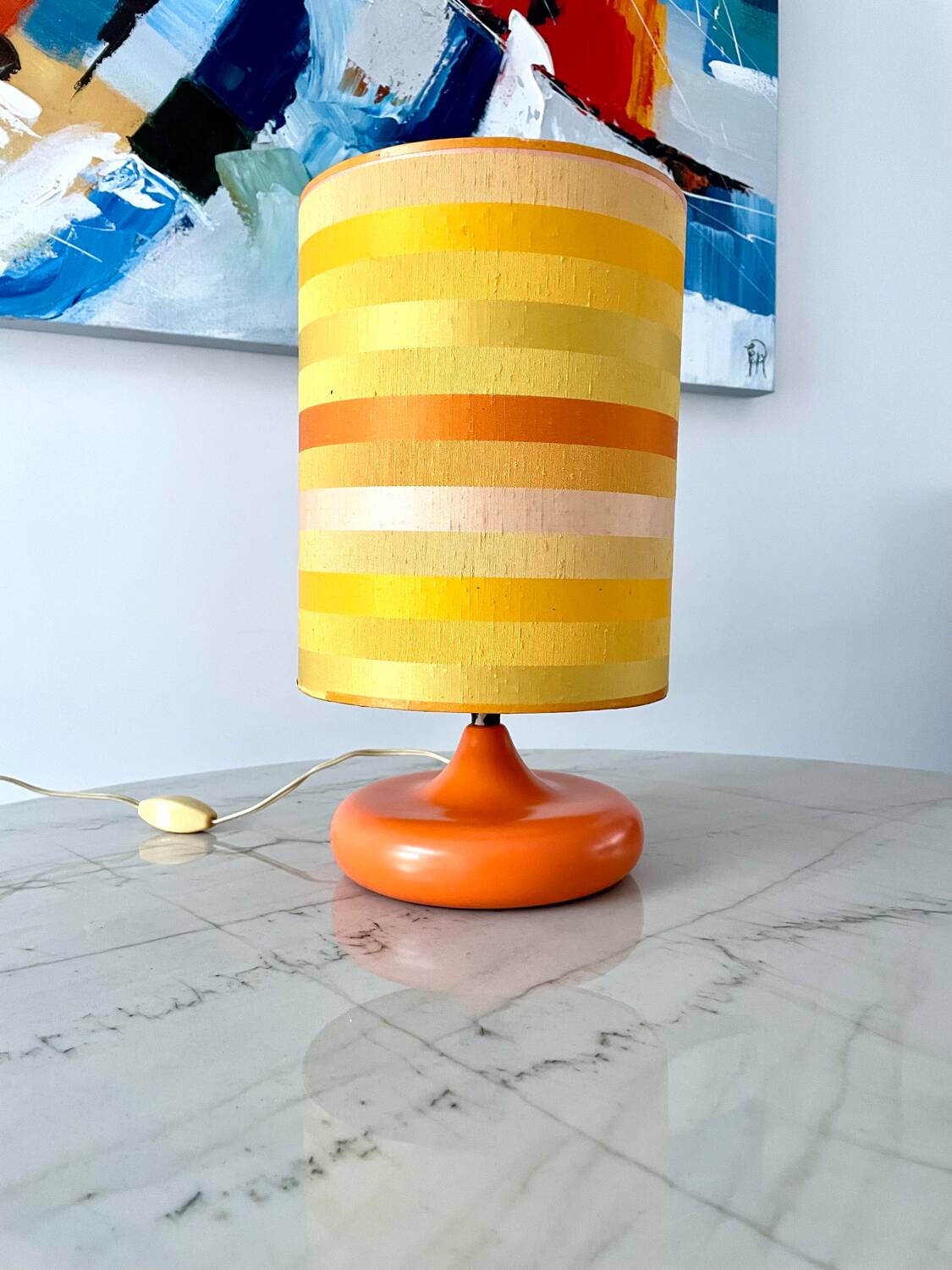 Vintage orange ceramic table lamp 1970