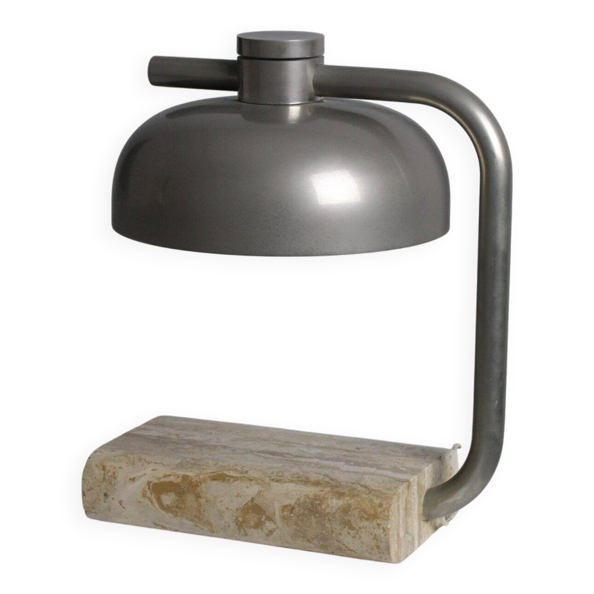 Travertine and chromed metal table lamp by Paolo Salvi, 1960s