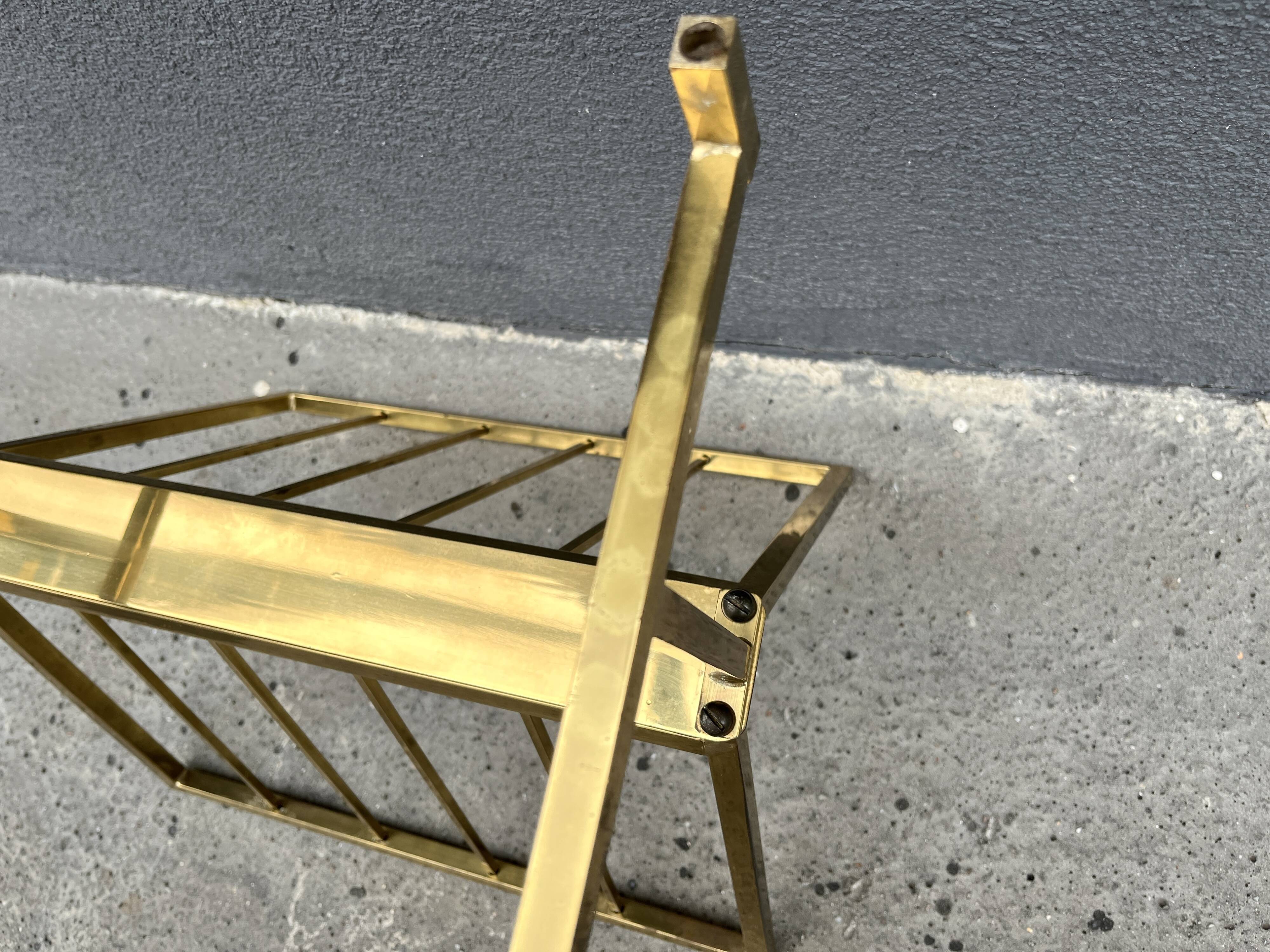 50s brass magazine rack, vintage design magazine rack