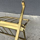 50s brass magazine rack, vintage design magazine rack