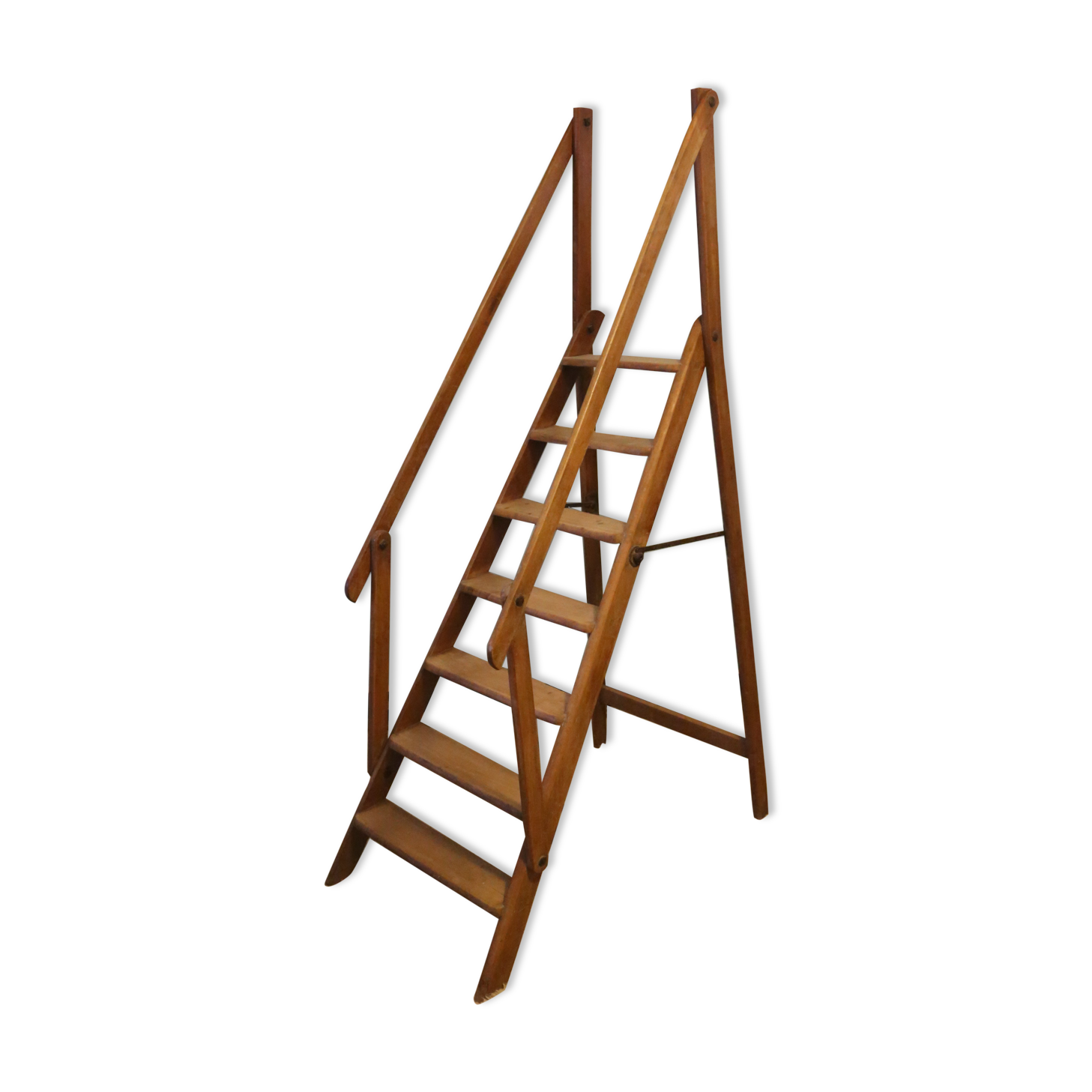 Old wooden stepladder with bodyguards