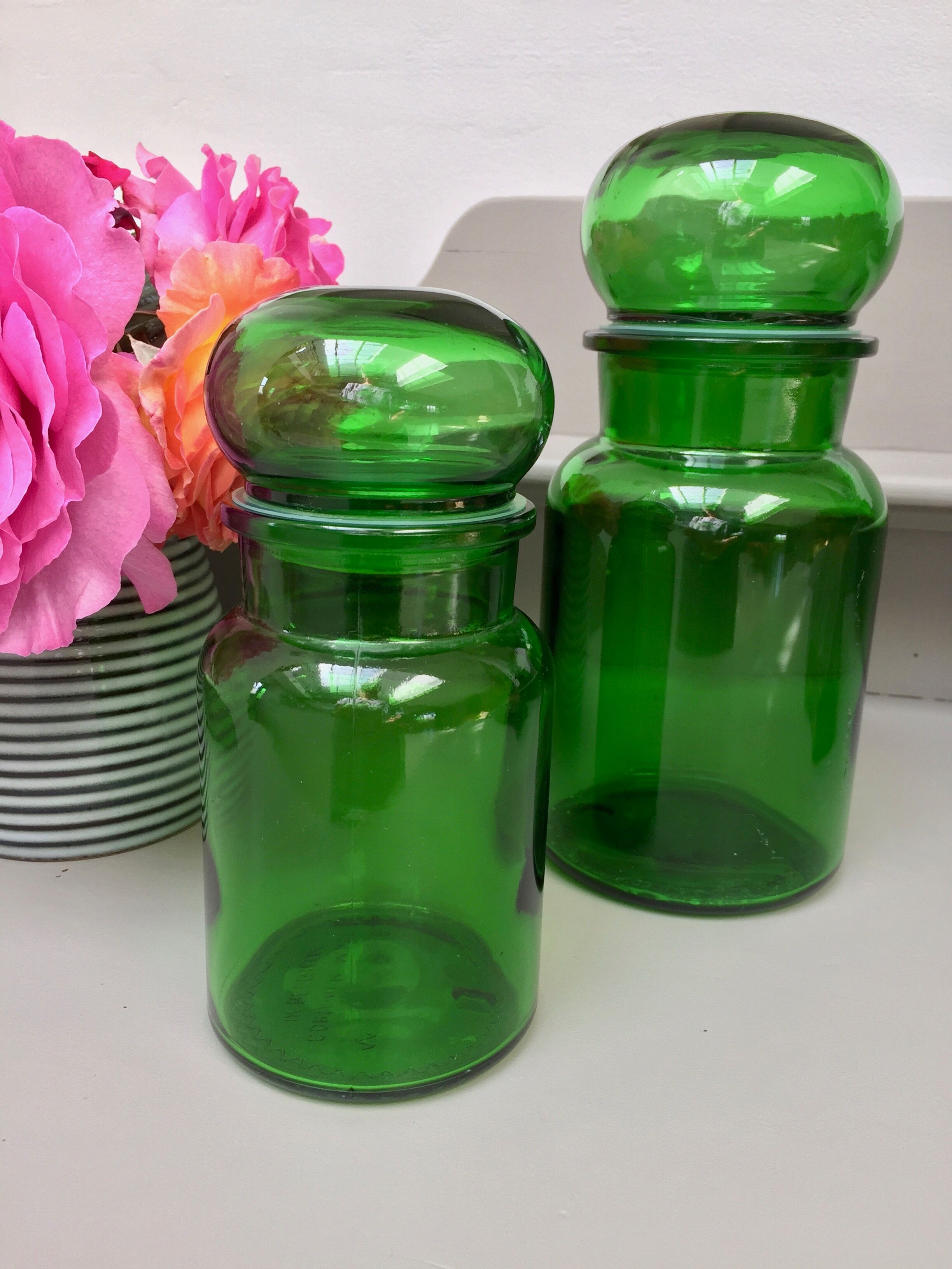 Pair of 1960s apothecary bottles