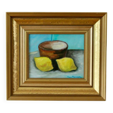 Original European still life oil on panel painting by Hans Haussdal