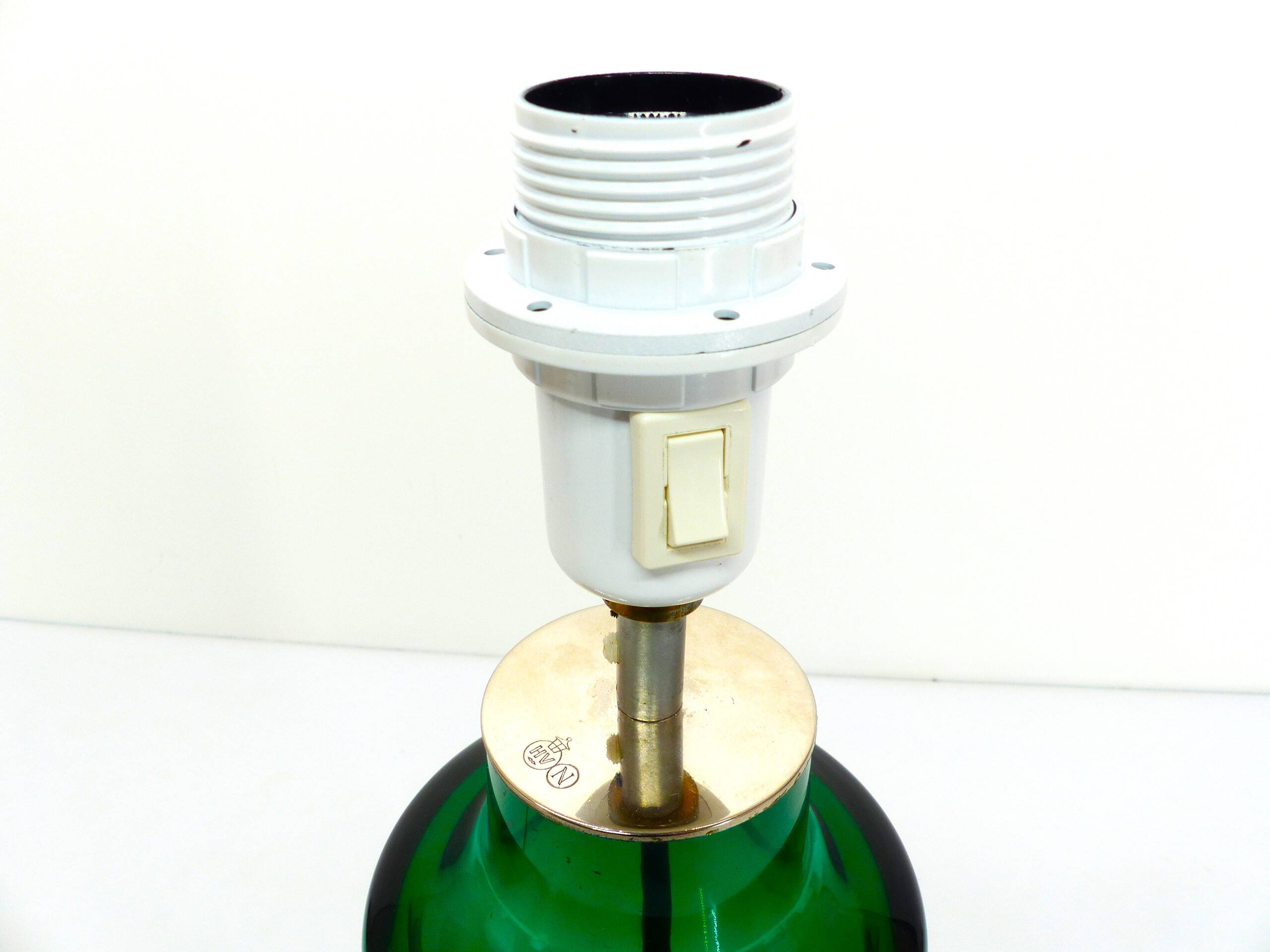 Lampe en verre soufflé vert par Severin Brørby – Hadeland Glassverk 1967