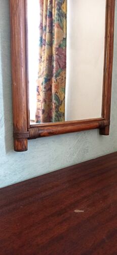 Miroir en rotin et bambou