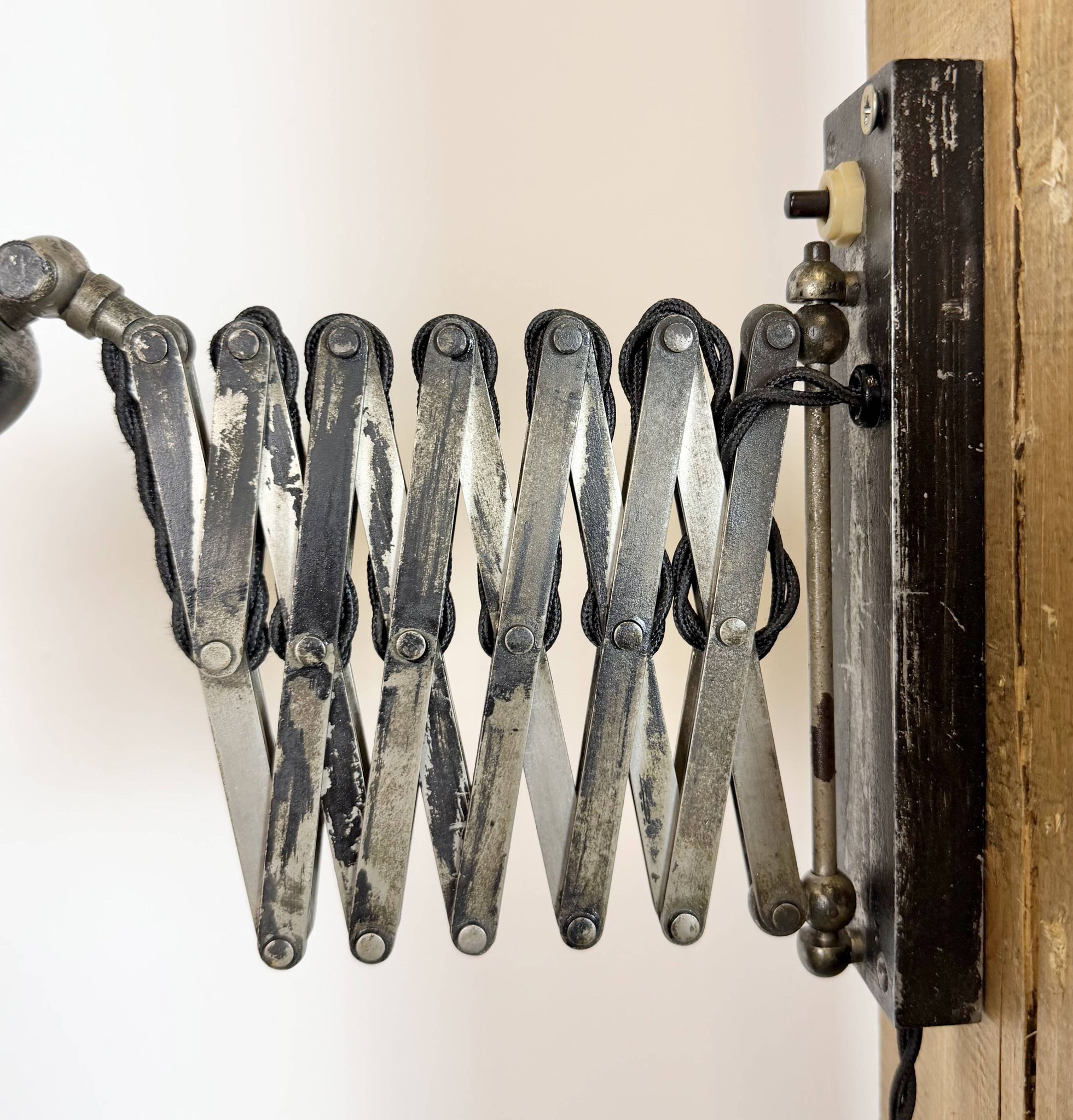Industrial Black Scissor Wall Lamp, 1950s