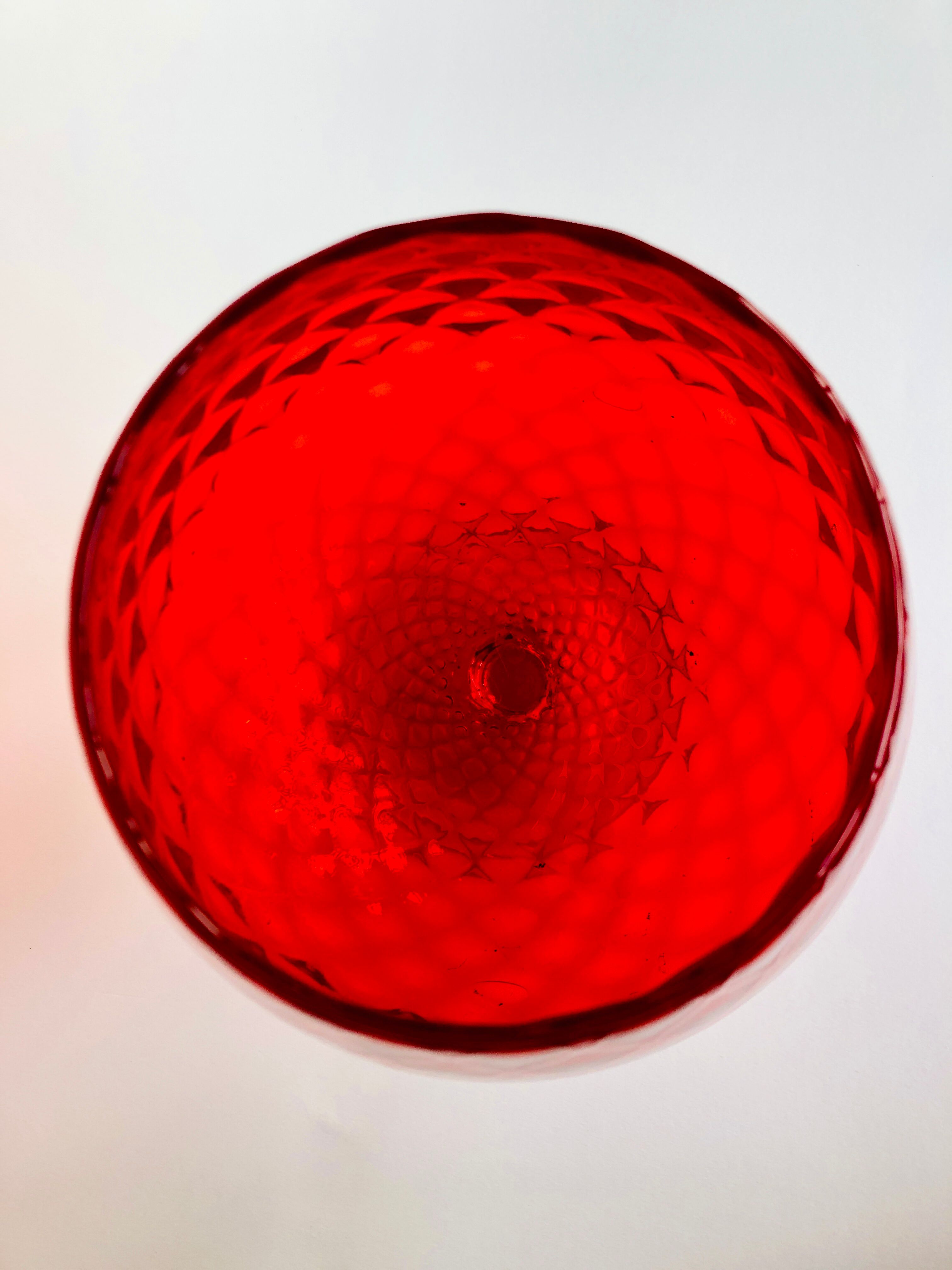 Red textured glass vase from the 60s-70s, Italy, Empoli