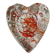 Empty pocket/Ashtray, l in blown art glass/Heart shape with inclusions of orange filaments. In Murano style