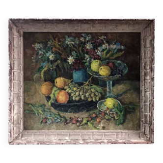 Peinture à l'huile "la table aux fruits"