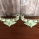 Old pair of double ceramic candlesticks green & gold vintage #A270