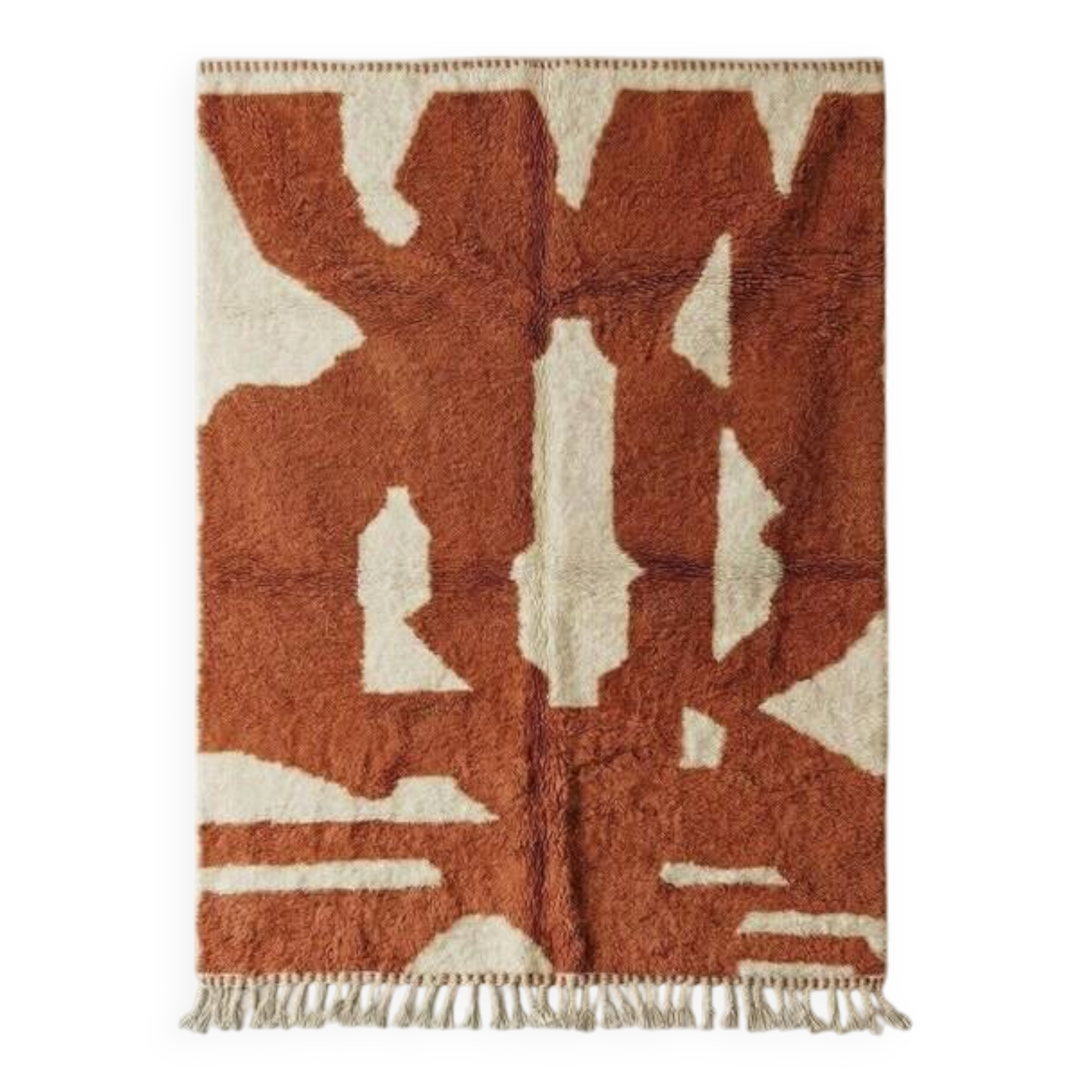 Handwoven natural wool rug, size 1.4/2.6 m.