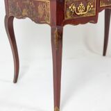 Louis XV style bureau plat with lake scene decoration. Circa 1800.