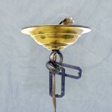 Art Deco suspension in gilded brass and sculpted glass, 1930s