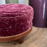 Velvet round ottoman