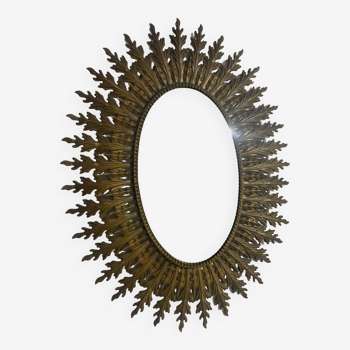 Énorme miroir Soleil en fer forgé années 50