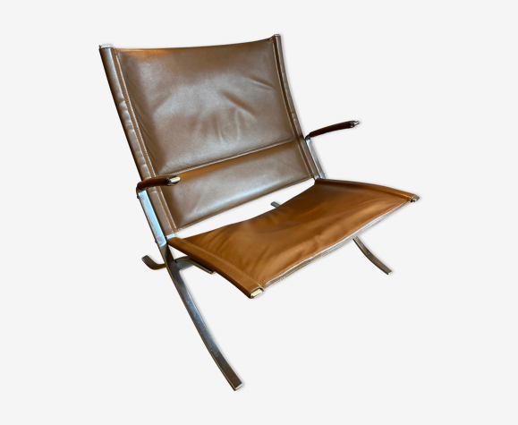 Fauteuil scandinave de Fabricius fk 82 x en cuir marron (paire possible)