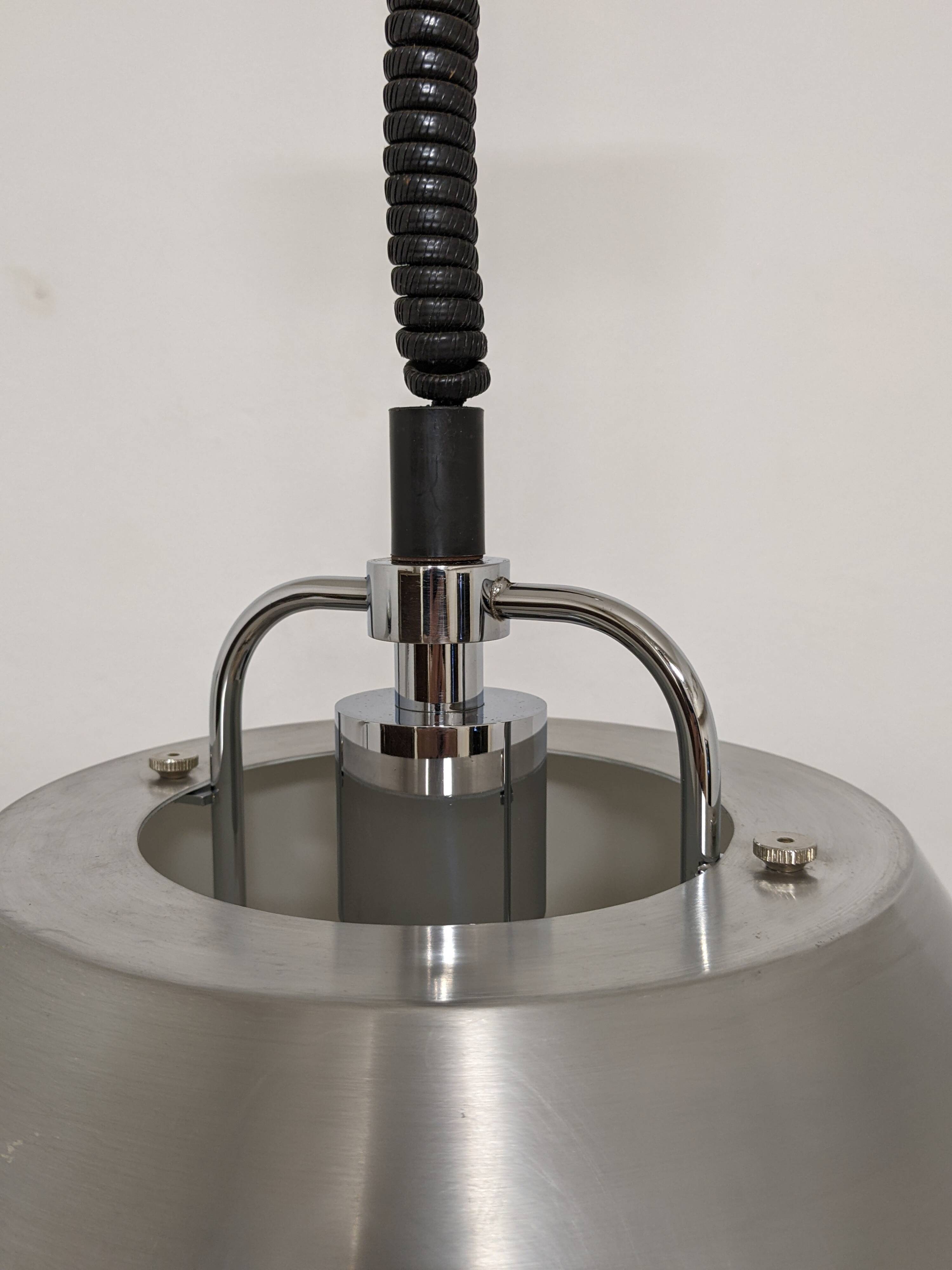 Adjustable Space Age suspension in brushed aluminum from the 60s/70s