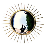 Miroir Soleil Sunburst œil de sorcière en laiton doré mid-century années 60