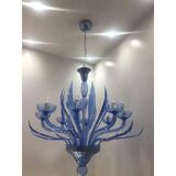 Murano Glass Bluino Italian Leaves Chandelier by Simoeng