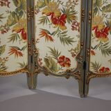 Louis XV style screen with three sheets in molded wood and embroidered fabrics