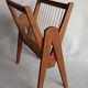 Magazine rack with compass legs in oak and rope, 1950s.
