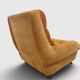 Fauteuil lounge velours côtelé "Gamba S.A. Paris" – Teinte Pêche / Abricot
