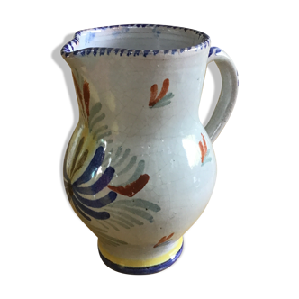Earthenware pitcher with blue decor