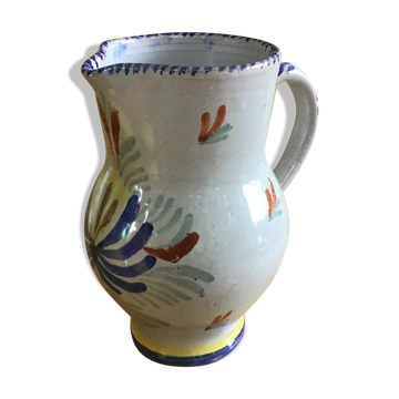 Earthenware pitcher with blue decor