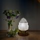 Vintage globe table lamp in half frosted, half transparent glass
