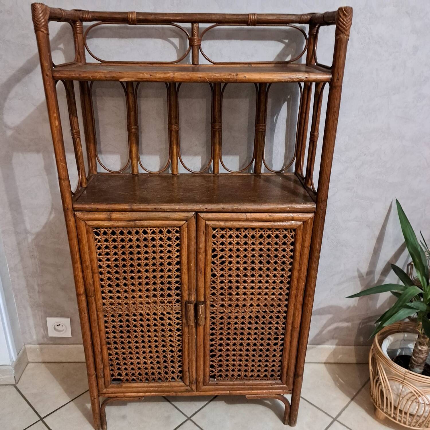 Rattan shelf
