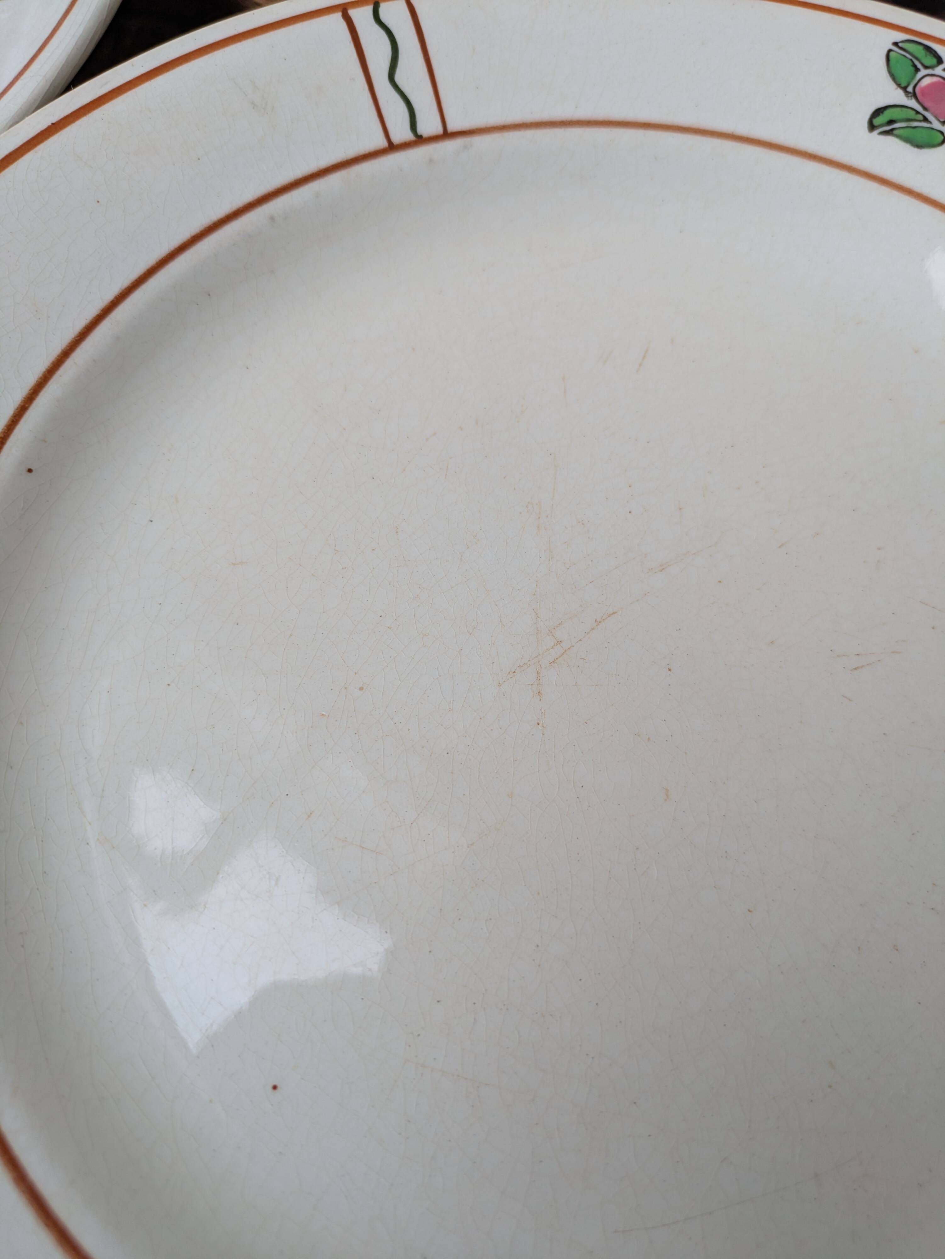 9 old flat plates in Salins ironstone model Nénuphar 24.5cm