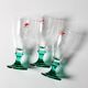 Set of 3 Vintage Bormioli Rocco Wine Glasses: Green Stem Harmonia Flutes
